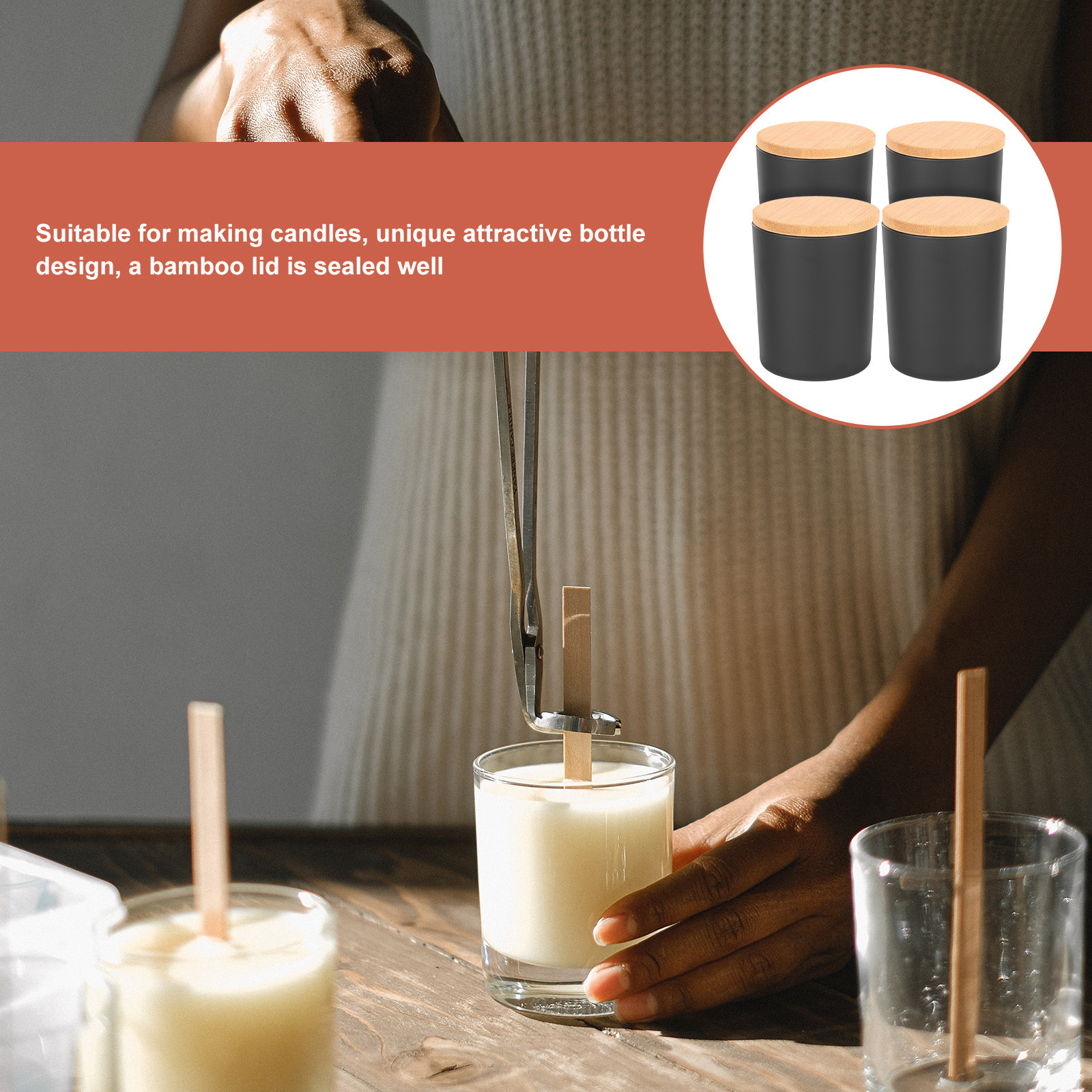 Набор из 4 стеклянных баночек  – обзор и цена Candle Making Jars With Lids